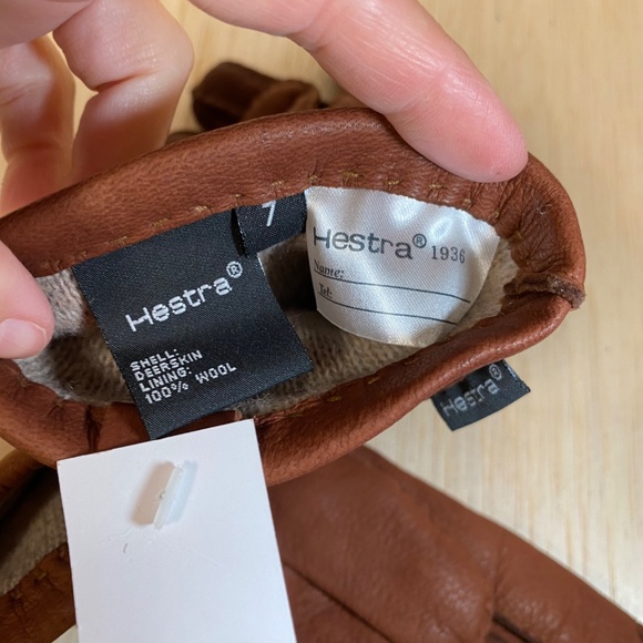 NEW! Hestra Men's Size 7 • Brown Deerskin Gloves • Classic Luxury • Wool Lined - Picture 4 of 6